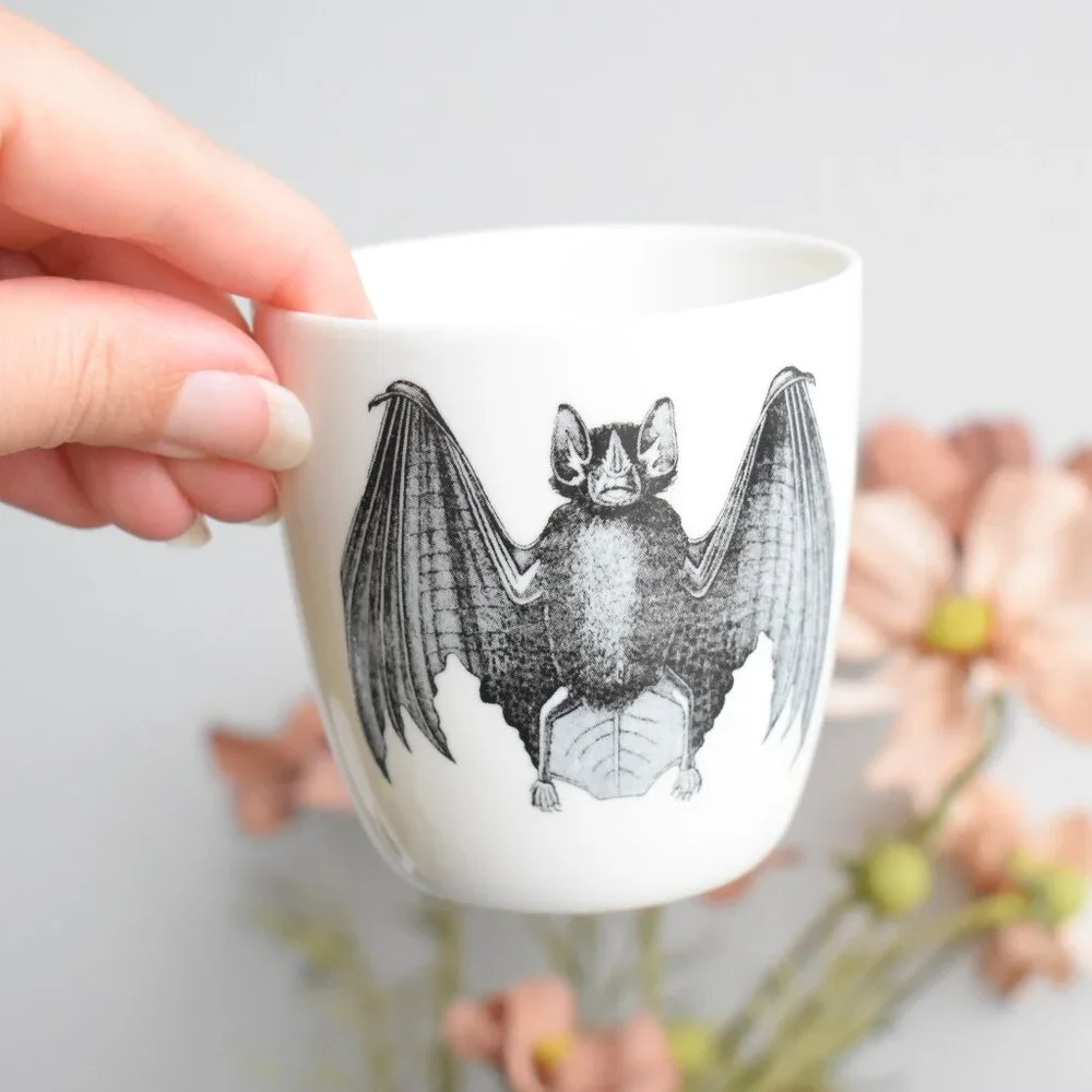 Vintage Small Porcelain Gothic Vampire Bat Cup VHTF